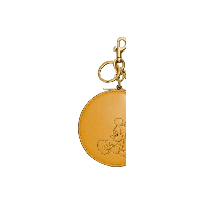 COACH X Disney Mickey Collaboration Leather Bag Charm Women's Yellow-2