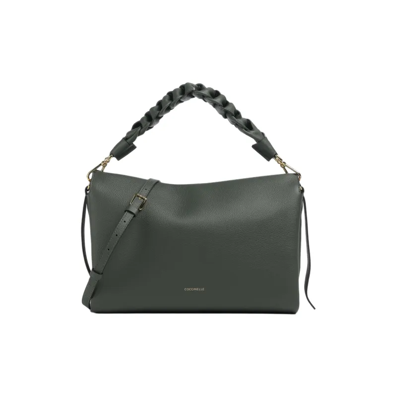 COCCINELLE Boheme Grain Cow Leather Crossbody Bag, Shoulder Bag Women's Dark Green-0