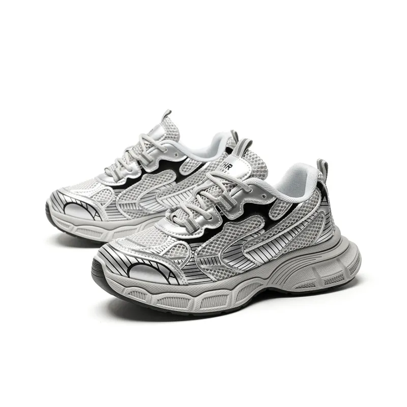 DEFINE CHOICE Low Top Chunky Sneakers Unisex Silver Gray-1
