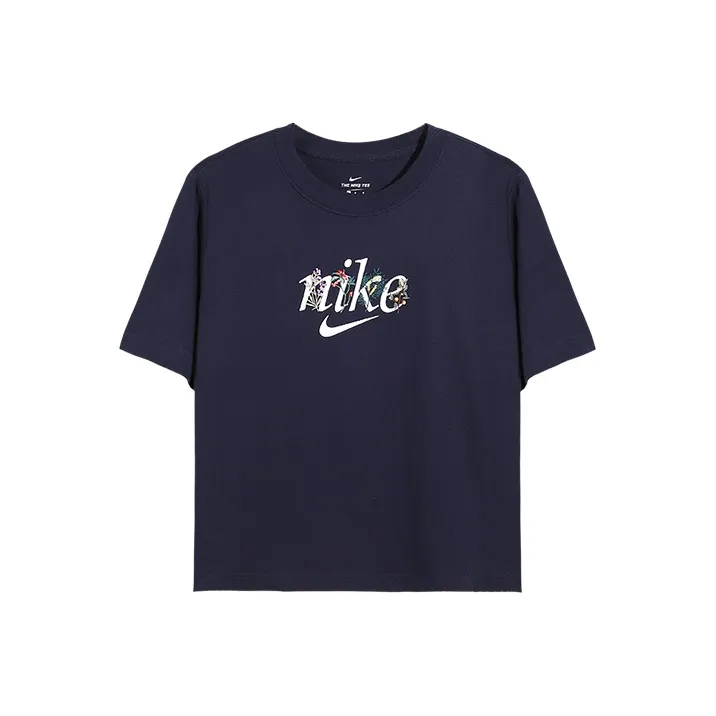 Nike Drop Shoulder Sleeve T Shirt Women's Navy Blue-0