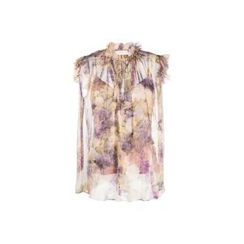Zimmermann Ruffled Trim Floral Printed Blouse