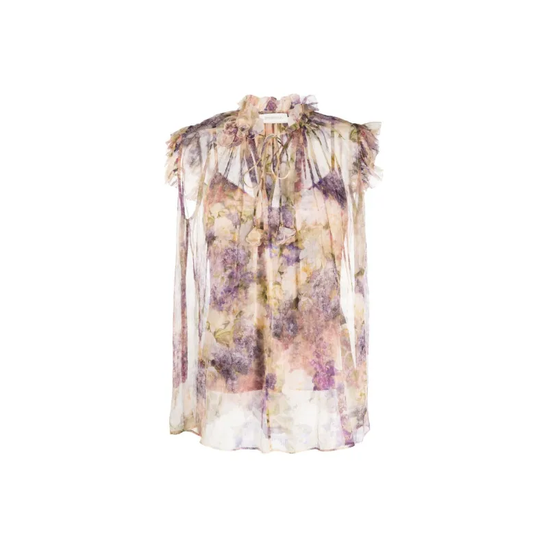 Zimmermann Ruffled Trim Floral Printed Blouse-0