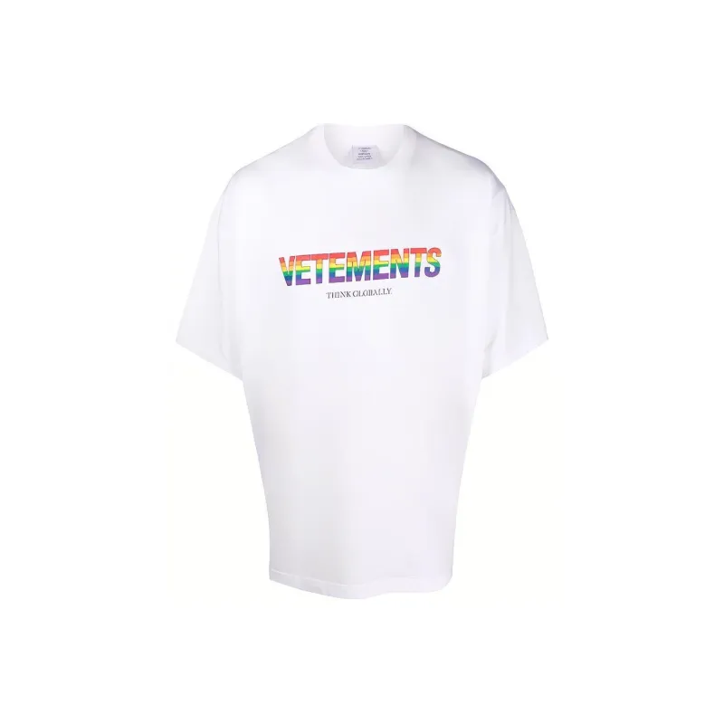 Vetements Rainbow Logo T Shirt 'White'-0