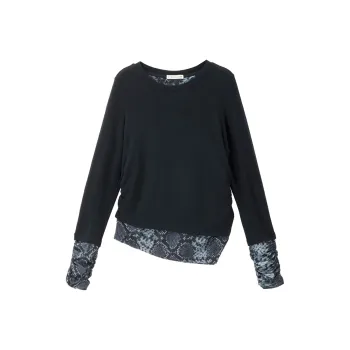 UNIQLO Regular T Shirt Women's Snakeskin Print Black