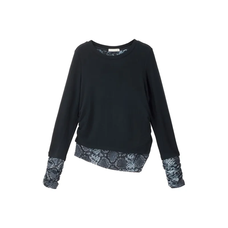 UNIQLO Regular T Shirt Women's Snakeskin Print Black-0