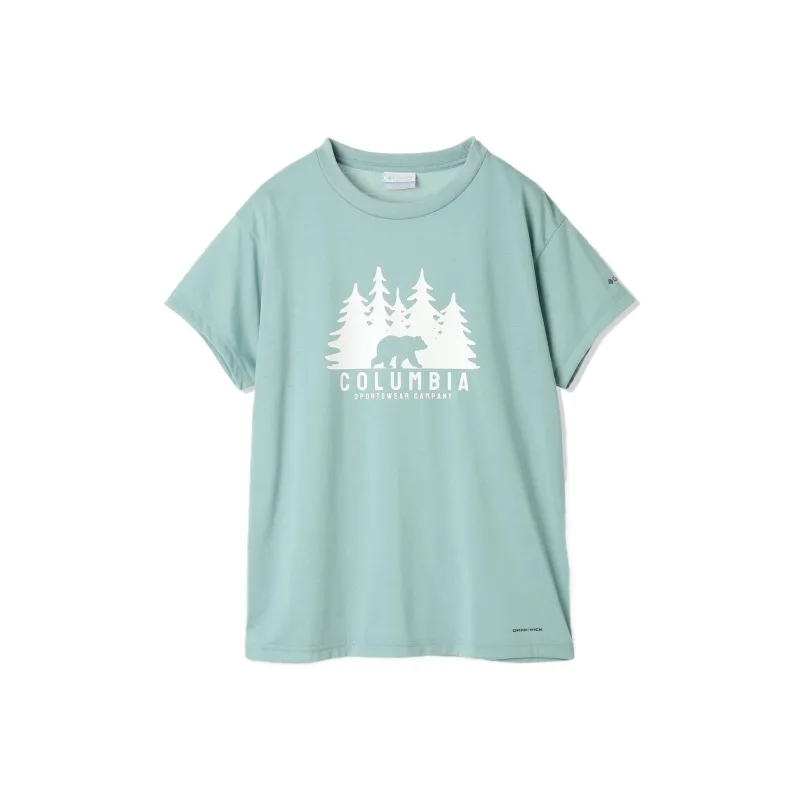Columbia Drop Shoulder Sleeve T Shirt Women's Aqua Blue-0