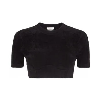 FENDI X Skims Velvet Knit Crop Top Black