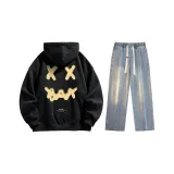 Clothing Sets (Black Top+Vintage Blue Jeans)