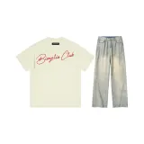 Clothing Sets[Apricot Short-Sleeved & Pink Pattern+Yellow Mud Jeans]
