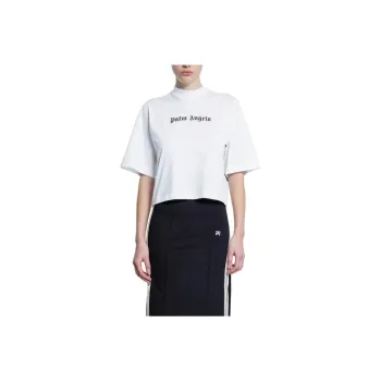 PALM ANGELS Logo Printed Mockneck T Shirt