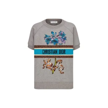 DIOR Quarterly New Products Raglan Sleeve T Shirt Women's Gray