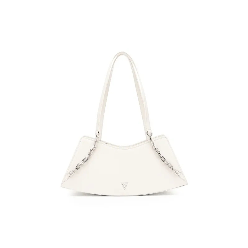 TangGuh Cow Leather Shoulder Bag Women's Obsidian Black/Fallen Blossom White-3