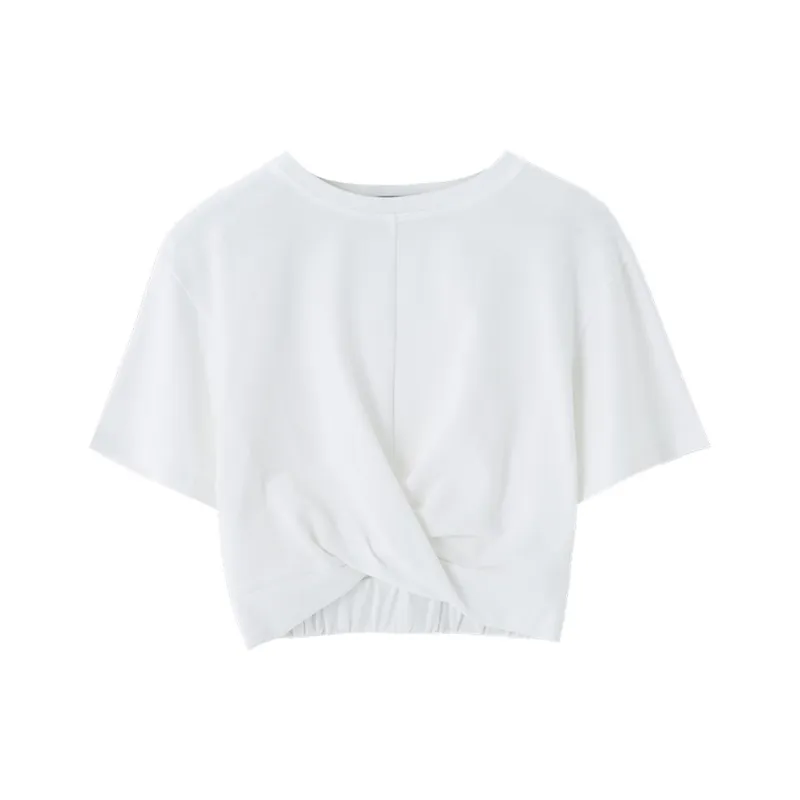 SOON FLOWER Summer Crop Tops Women's White-0