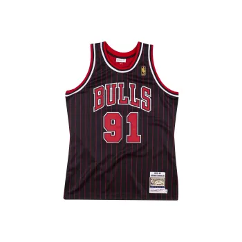 Mitchell Ness Basketball Jerseys Men Black Red