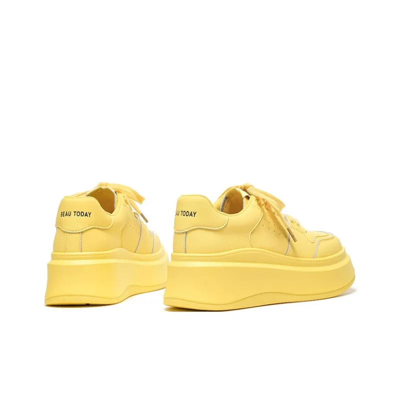 Beau Today Slip Resistant Low Top Skateboard Shoes Unisex Yellow-3