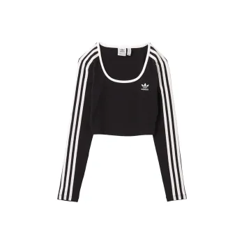 Adidas Originals Women's Adicolor 3 Stripes Long Sleeve Crop Long Sleeve Top Black