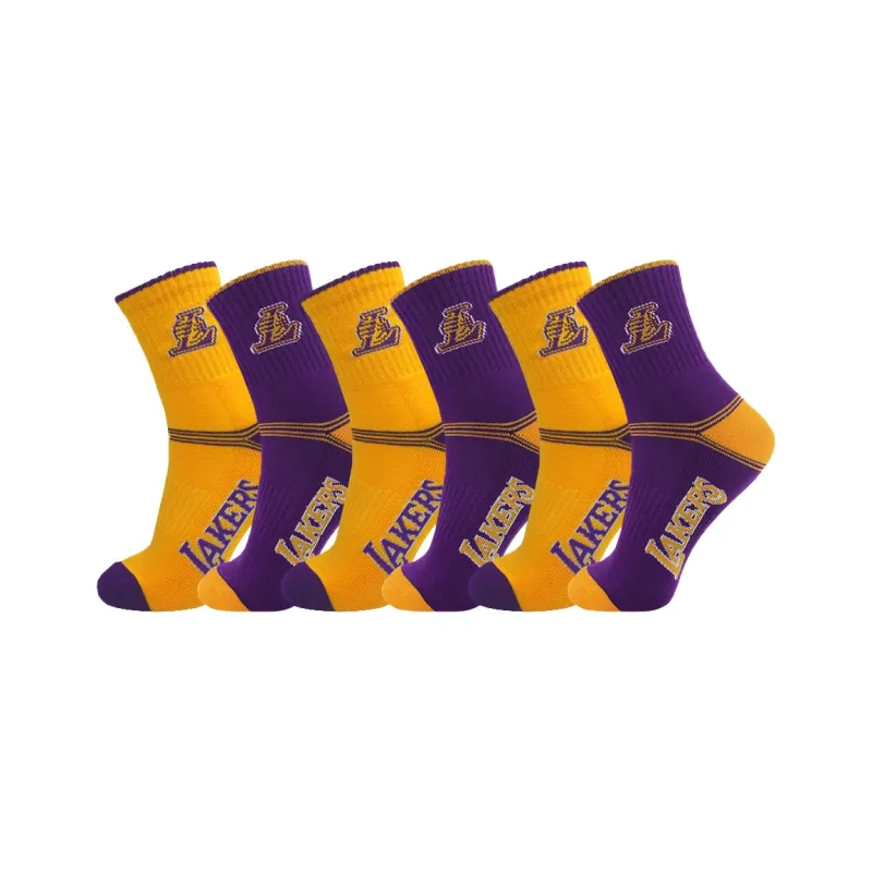 NBA Los Angeles Lakers Basketball Socks Unisex 6 Pack-1