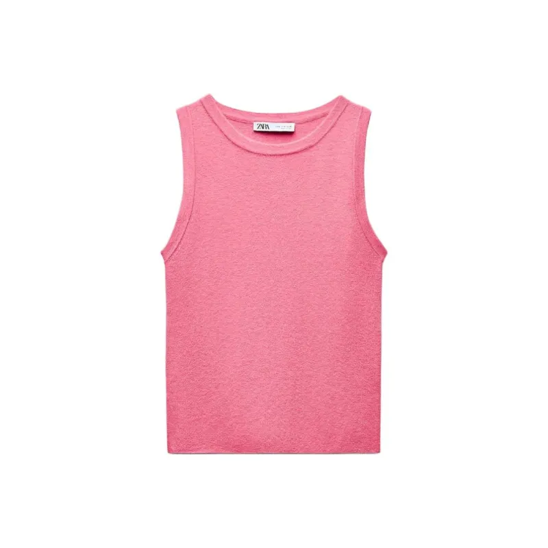 ZARA Tank Tops Women's Pink-0