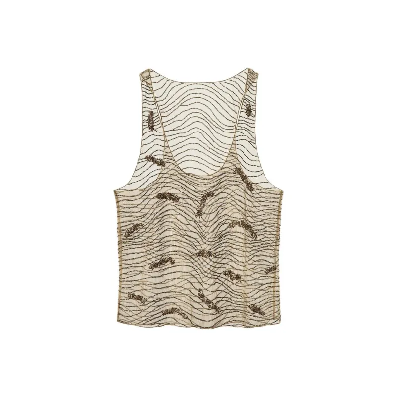ZARA Tank Tops Women's Gold-0