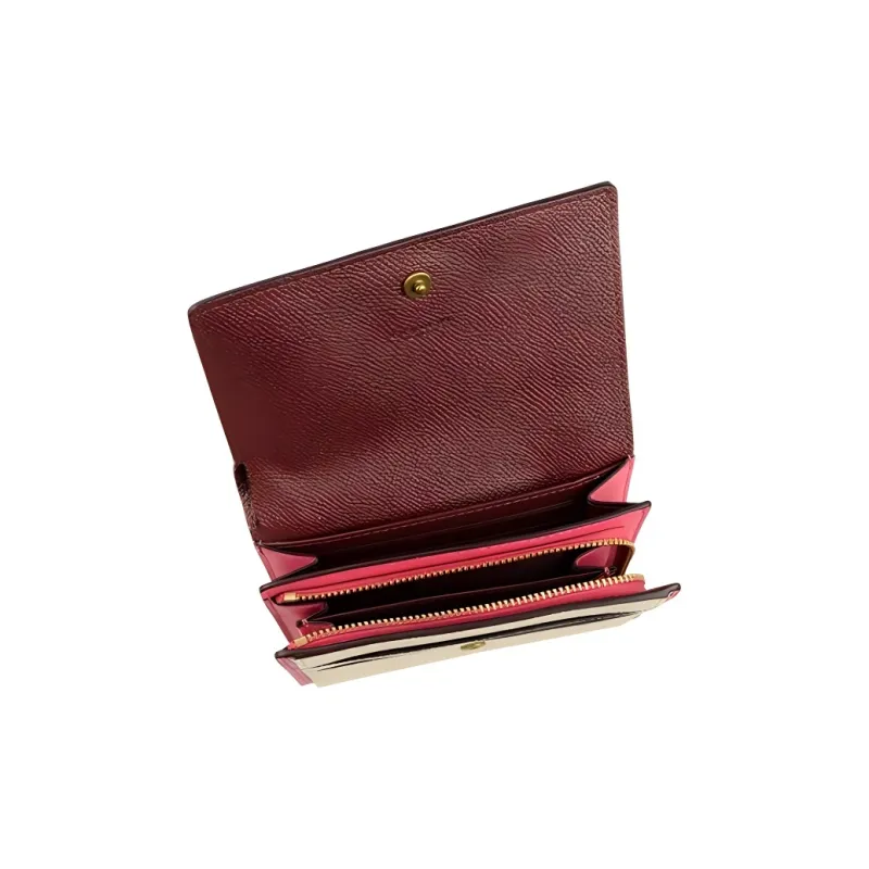 COACH Leather Wallet Medium Size Women's Rose Red & White-4