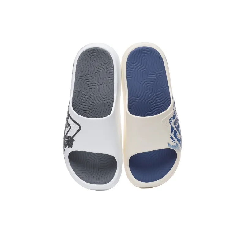 PEAK Extreme National Creativity Quiet Slip Resistant Cushioning Slide Slippers Men's Blue Gray Mismatched-3