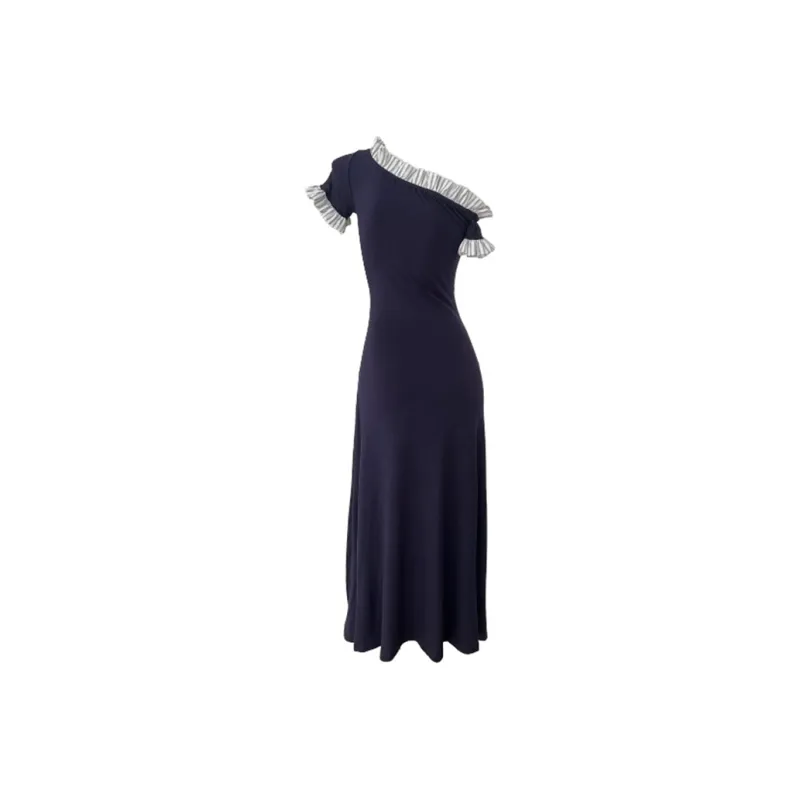BEAUTIFUL CONFESSION Short Sleeved Dress Women's Navy Blue-1