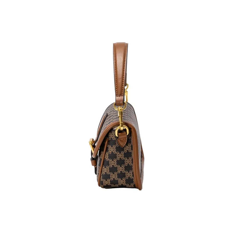 AQUASCUTUM PVC Spliced With Artificial Leather Crossbody One Shoulder Handbag Small Size Women's Coffee-3