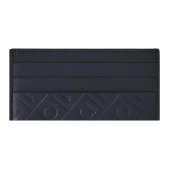 FERRAGAMO Calfskin Card Holder Men's Dark Cyan-3