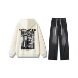 Cream Top+Black Gray Pants