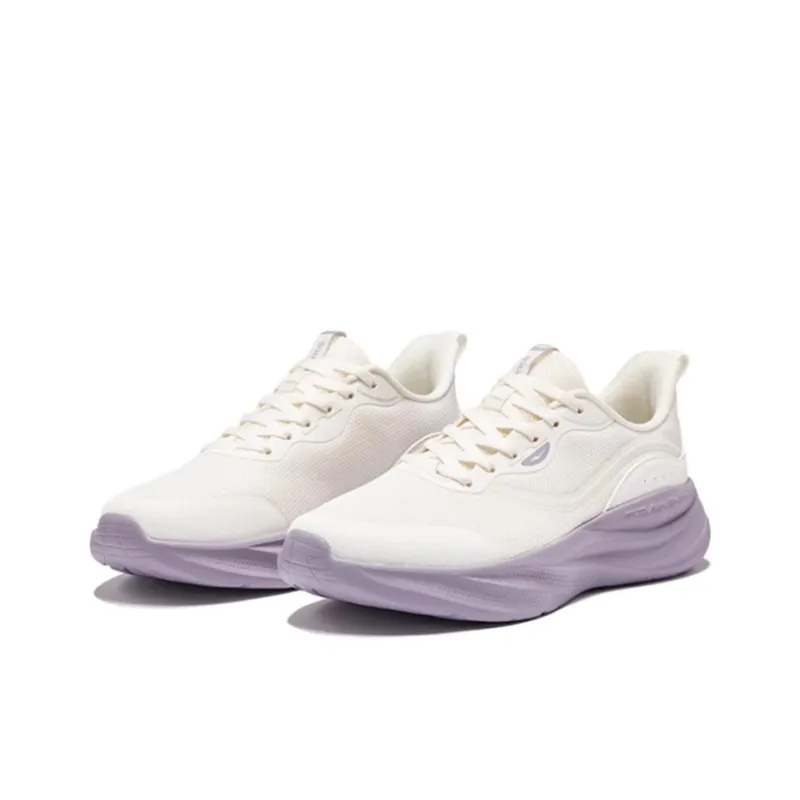 Erke Cushioning Slip Resistant Low Top Casual Running Shoes Women's White Purple-1
