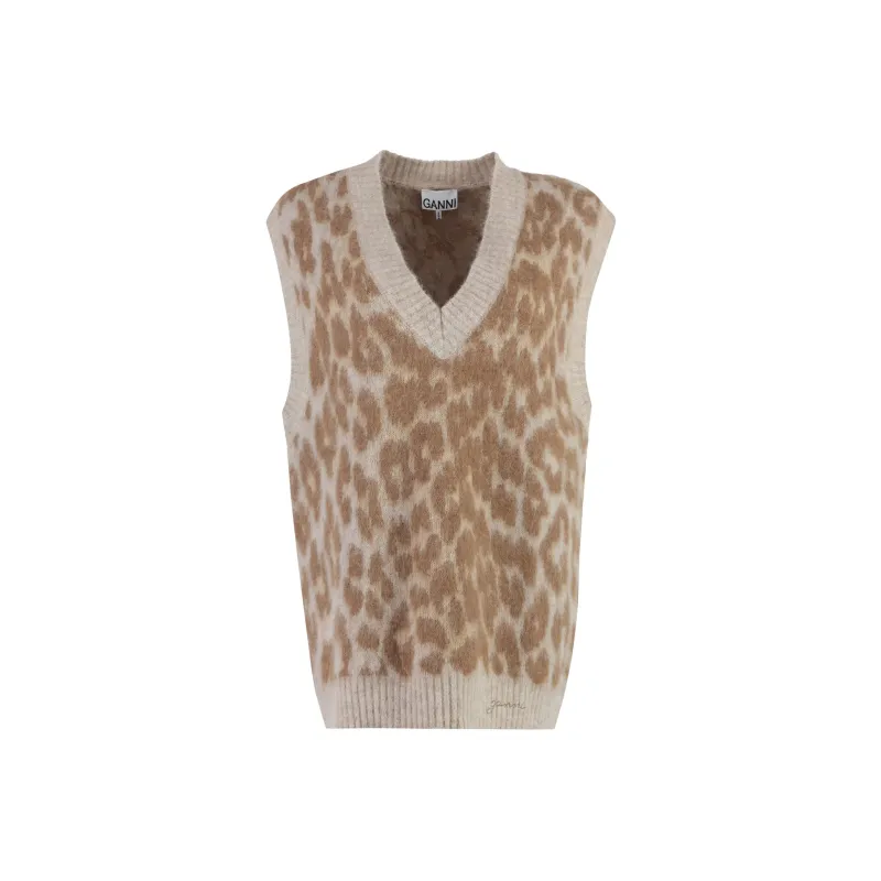 GANNI Leopard jacquard Vest-0