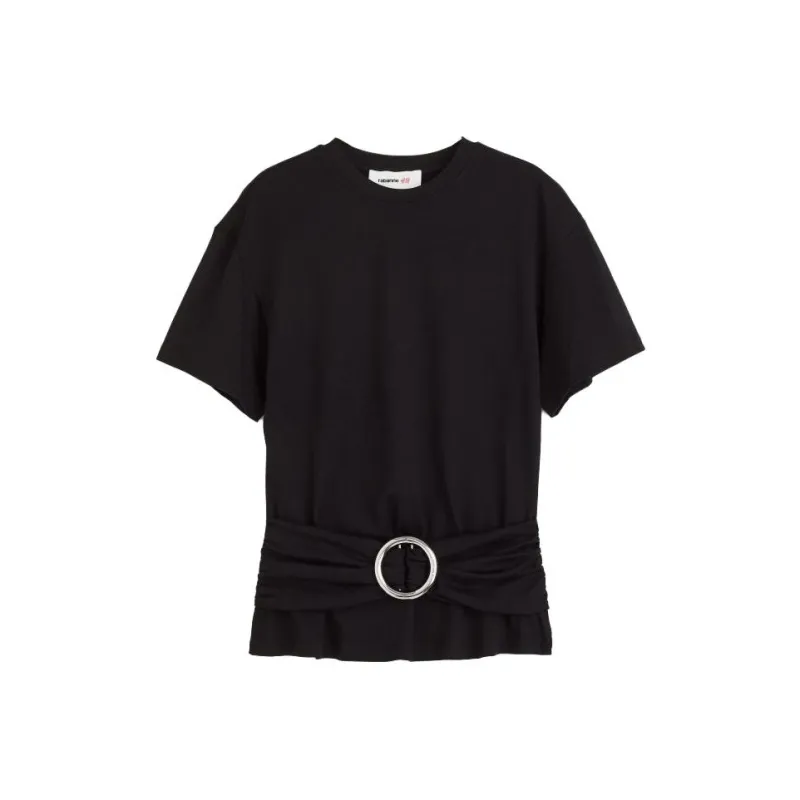 Rabanne H&M Buckle Detail T Shirt Black-0