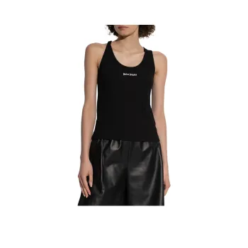 PALM ANGELS Logo Embroidered Ribbed Tank Top