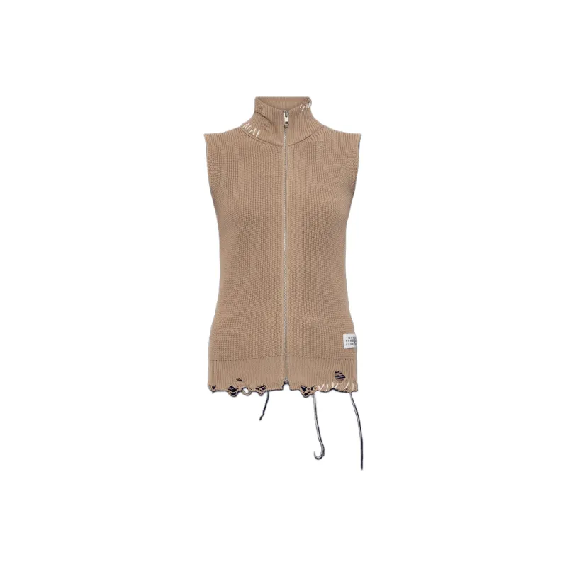 MM6 Maison Margiela Logo Patch Distressed Vest-0