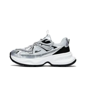 Warrior Low Top Chunky Sneakers Women's Silver Gray Black