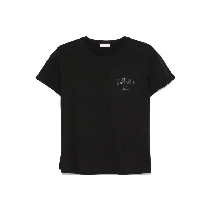 LIU·JO Rhinestone logo T shirt-0