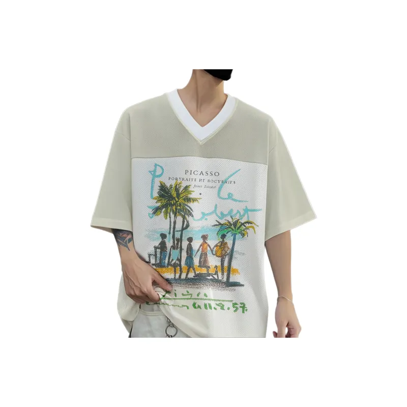 BEAR UNION Drop Shoulder Sleeve T Shirt Unisex Apricot-0