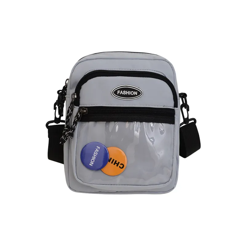 Land Gulls Nylon Shoulder Bag, Crossbody Bag Regular Unisex Blue/Black/Apricot-0