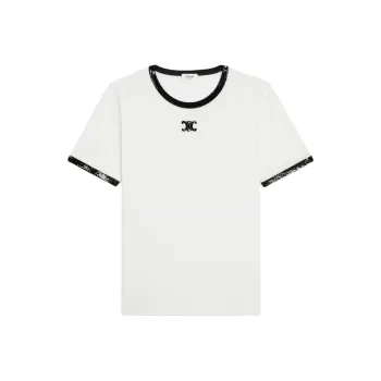 CELINE T shirt With Triomphe Embroidery In Cotton Jersey