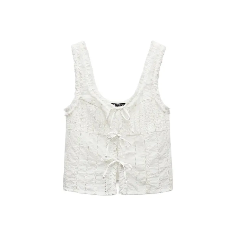 ZARA Tank Tops Women's White-0