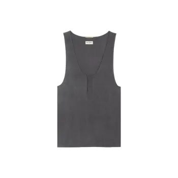 SAINT LAURENT Henley U Neck Top
