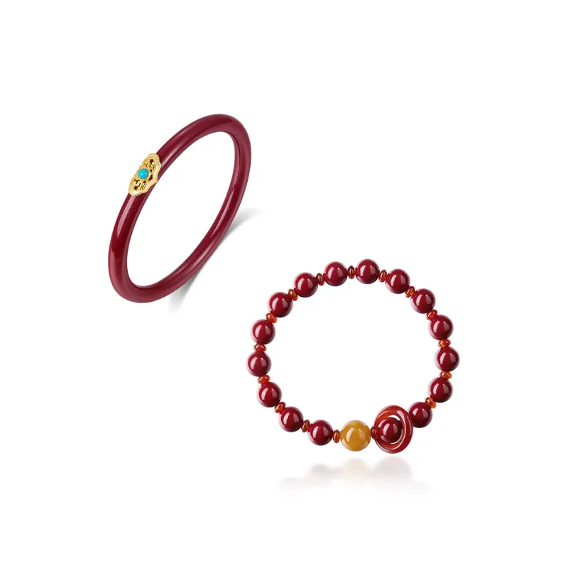 Moon Jewelry Reconstructed Cinnabar Bangles Unisex-4