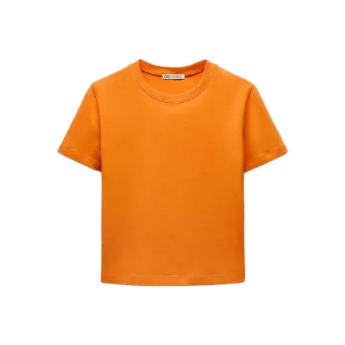 ZARA T Shirt Women's Stripes/Orange