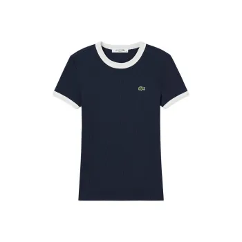 LACOSTE Regular T Shirt Women's Navy Blue/White