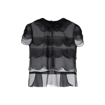Maison Margiela Four Stitch Semi Sheer Ruffled Blouse