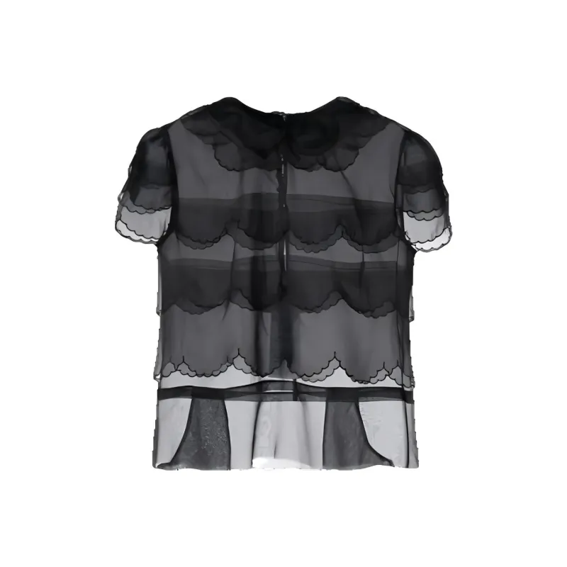 Maison Margiela Four Stitch Semi Sheer Ruffled Blouse-0