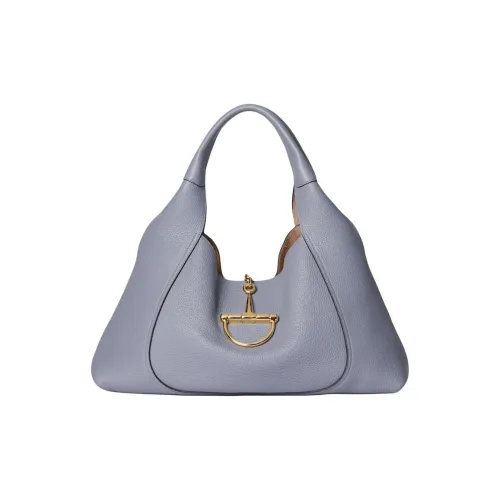 GUCCI Grain Leather Shoulder Bag Extra Large Women's Gray