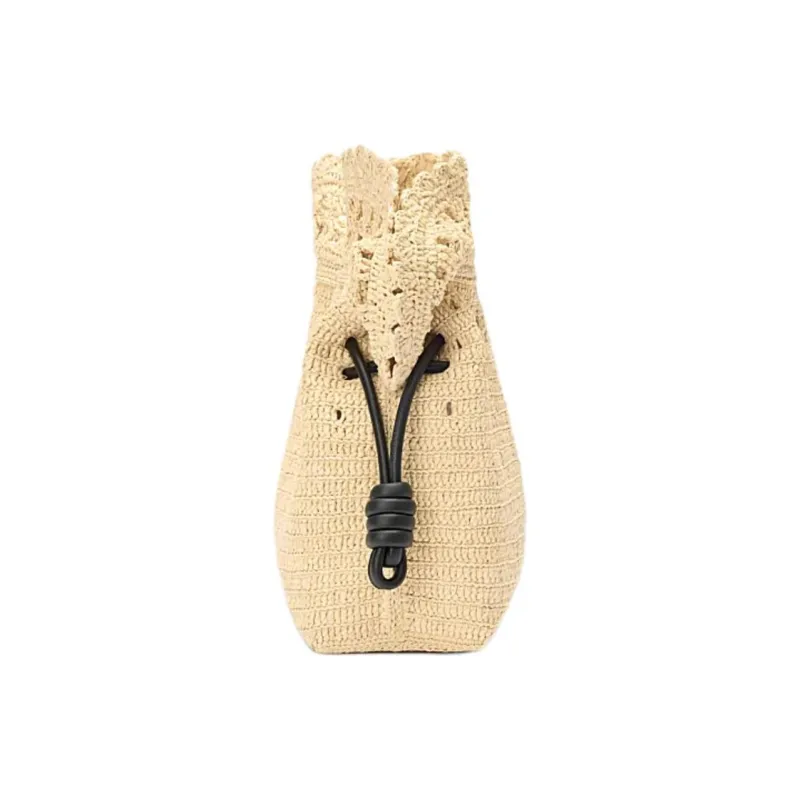 LOEWE Raffia Shoulder Bag Clutch Medium Size Women's Natural-4