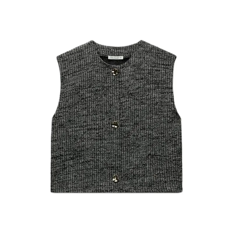 ZARA Tank Tops Women's Black/Nude-0