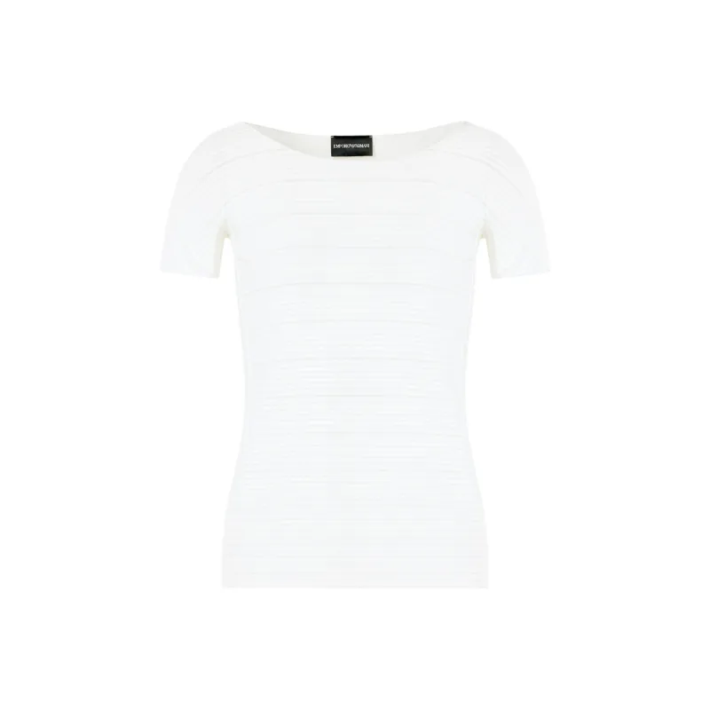 EMPORIO ARMANI Stretch Jacquard Motif Nylon jersey T shirt-0